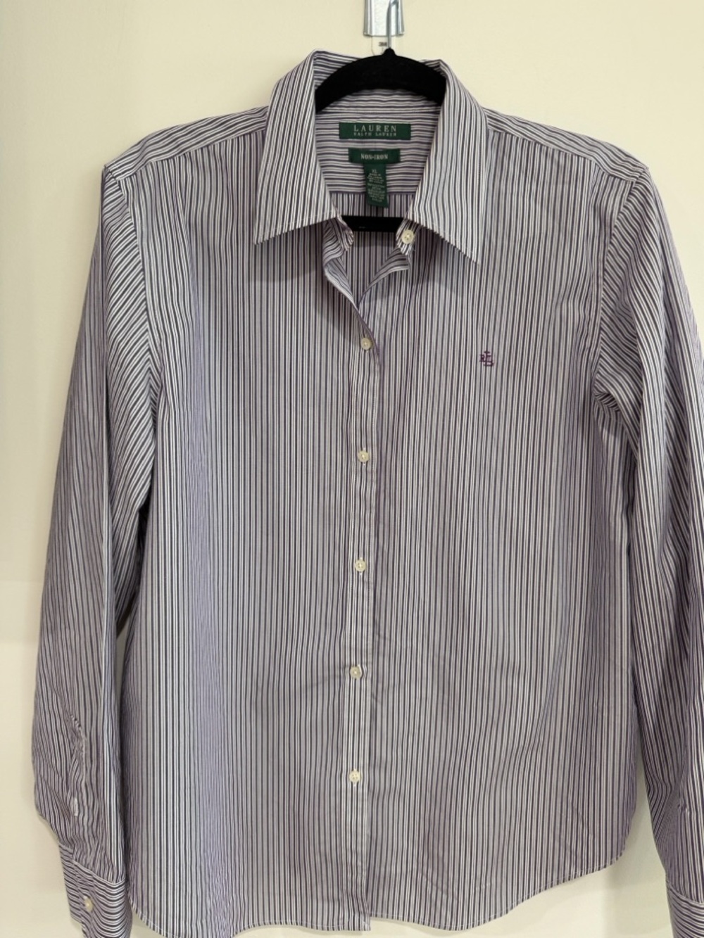 Lauren Ralph Lauren Purple & White Striped Button-Down Shirt